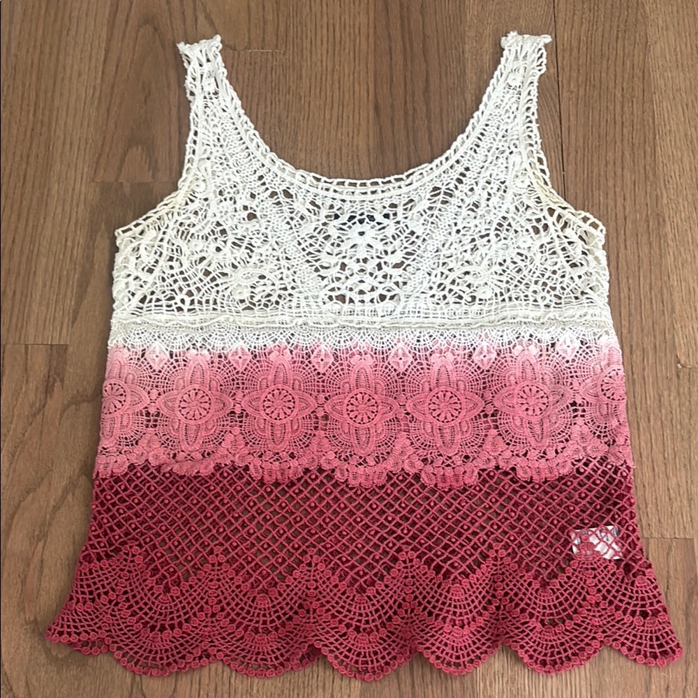 American Eagle Outfitters White and Pink Tank Top